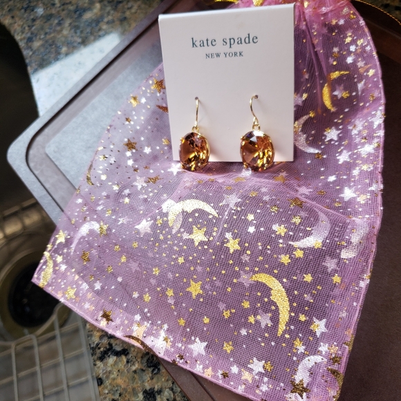 Kate Spade Earrings Citrine Brilliant Cut, Golden hardware Stunning NWT - Picture 5 of 10